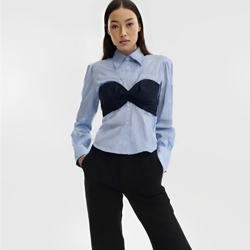 Petersyn Mia Top Light Blue/Navy Medium New Nwt Reg $272